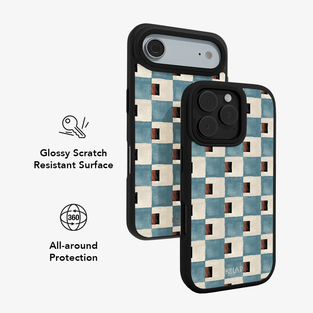 Terra Teal | Blue Checkered iPhone Case