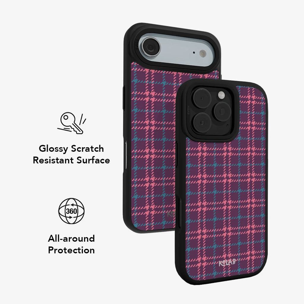 Mullberry Hue | Mauve & Teal Plaid iPhone Case