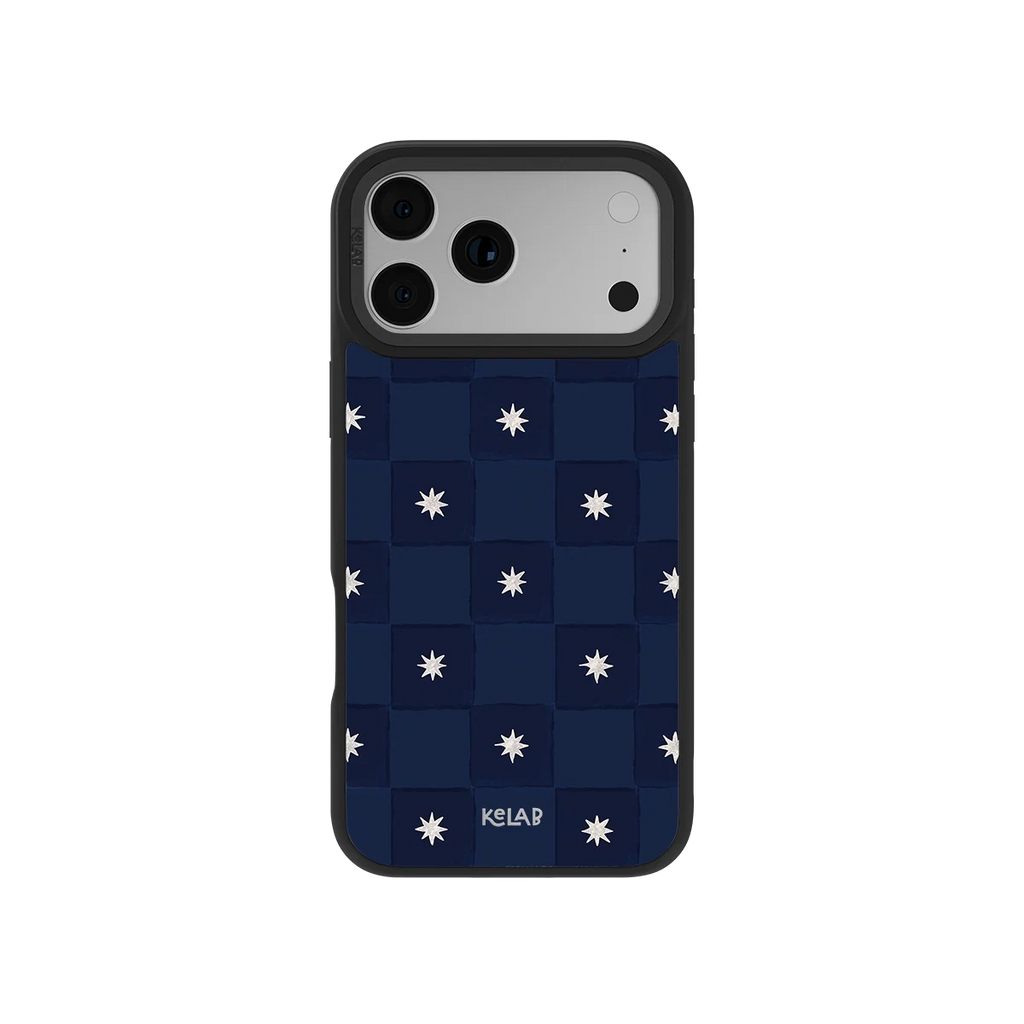 Celestial Check | Navy Checkered iPhone Case