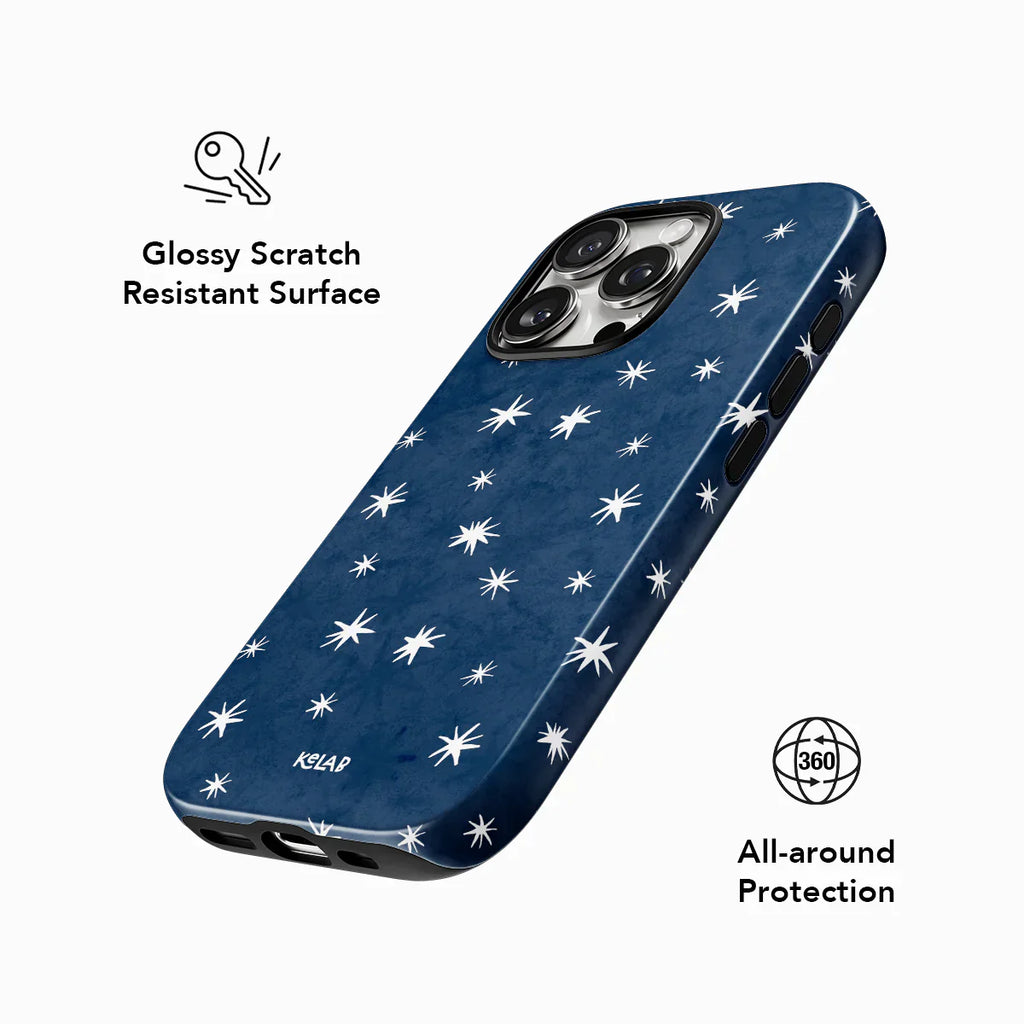 Starglimmer | Deep Blue Hand-Drawn Star iPhone Case