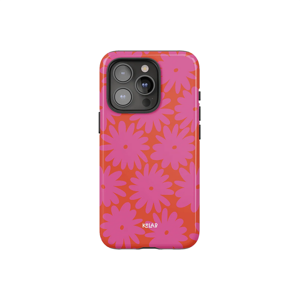 Sunflare Daisy | Retro Pink Floral iPhone Case